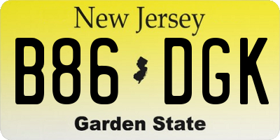 NJ license plate B86DGK