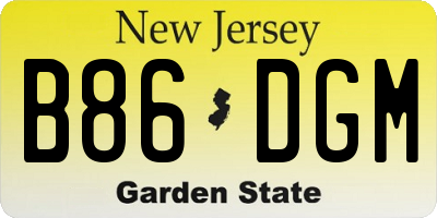 NJ license plate B86DGM