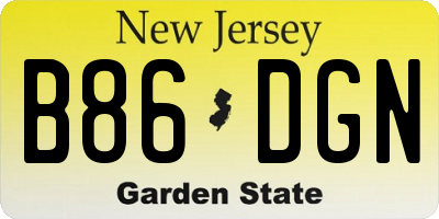 NJ license plate B86DGN