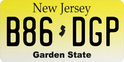 NJ license plate B86DGP