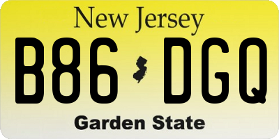 NJ license plate B86DGQ