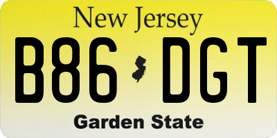 NJ license plate B86DGT