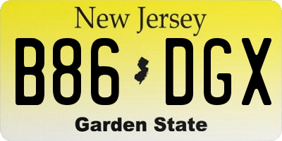 NJ license plate B86DGX