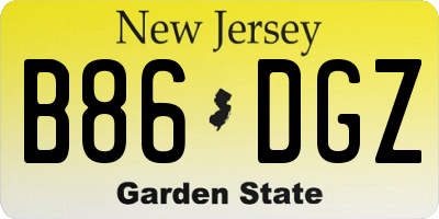 NJ license plate B86DGZ