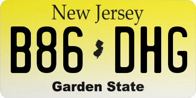 NJ license plate B86DHG