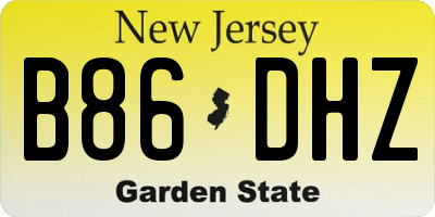 NJ license plate B86DHZ