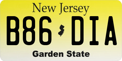 NJ license plate B86DIA