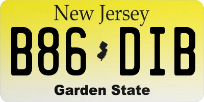 NJ license plate B86DIB
