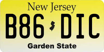 NJ license plate B86DIC