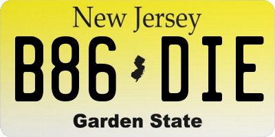 NJ license plate B86DIE