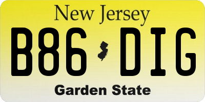 NJ license plate B86DIG