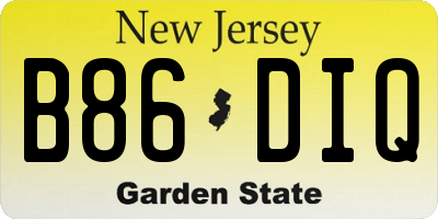 NJ license plate B86DIQ
