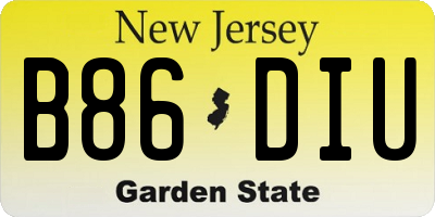 NJ license plate B86DIU