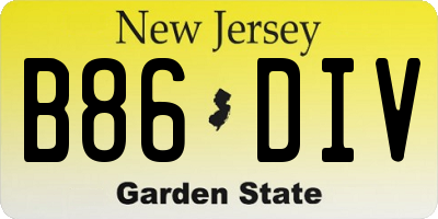 NJ license plate B86DIV