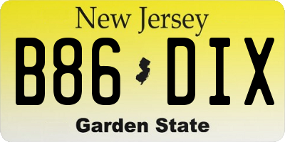 NJ license plate B86DIX