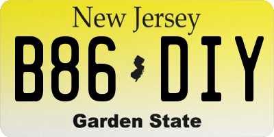 NJ license plate B86DIY