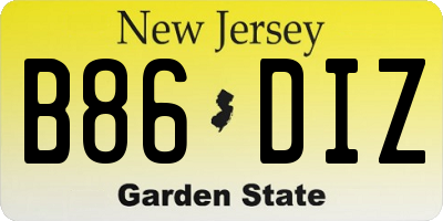 NJ license plate B86DIZ
