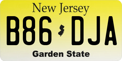 NJ license plate B86DJA