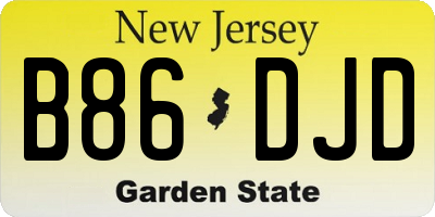 NJ license plate B86DJD
