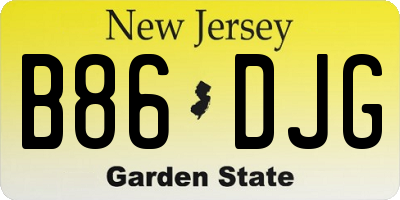 NJ license plate B86DJG