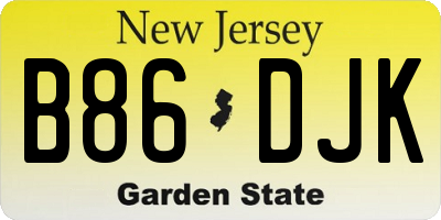 NJ license plate B86DJK