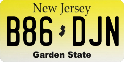 NJ license plate B86DJN