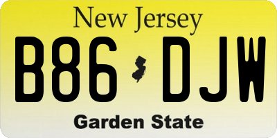 NJ license plate B86DJW
