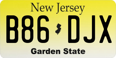 NJ license plate B86DJX