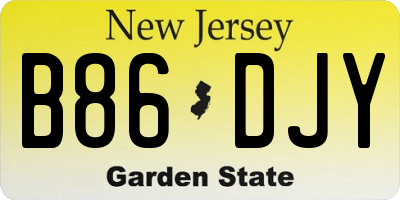 NJ license plate B86DJY
