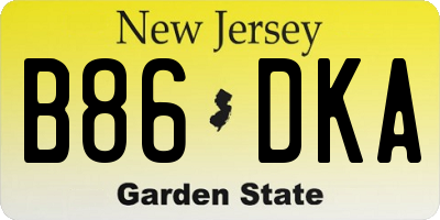 NJ license plate B86DKA