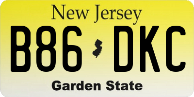 NJ license plate B86DKC