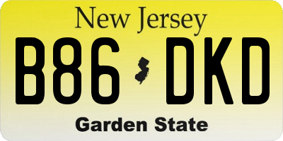 NJ license plate B86DKD