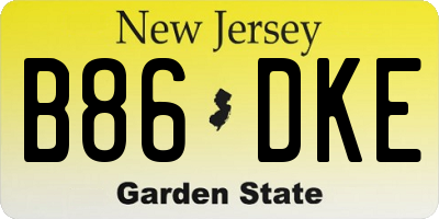 NJ license plate B86DKE