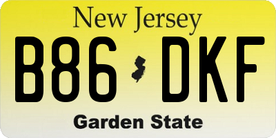 NJ license plate B86DKF