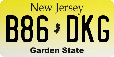 NJ license plate B86DKG