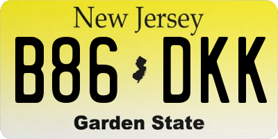 NJ license plate B86DKK