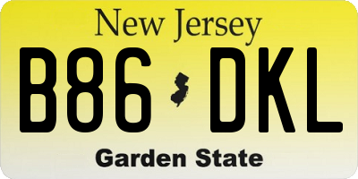 NJ license plate B86DKL