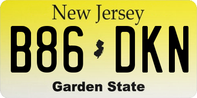 NJ license plate B86DKN