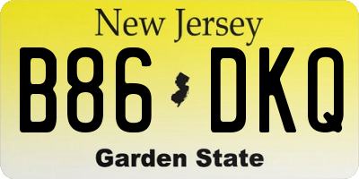 NJ license plate B86DKQ
