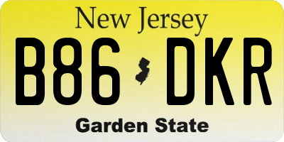NJ license plate B86DKR