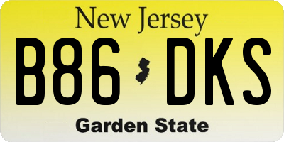 NJ license plate B86DKS