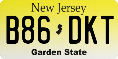 NJ license plate B86DKT