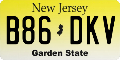 NJ license plate B86DKV