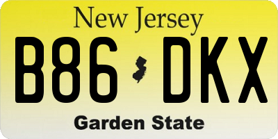 NJ license plate B86DKX