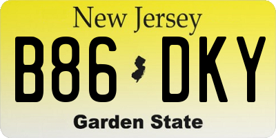 NJ license plate B86DKY