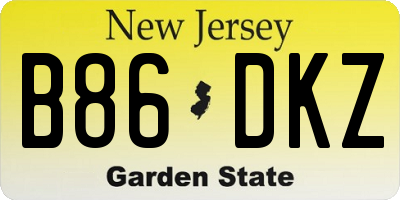 NJ license plate B86DKZ