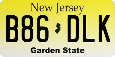 NJ license plate B86DLK
