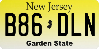 NJ license plate B86DLN