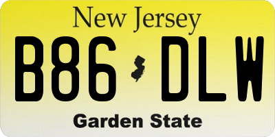 NJ license plate B86DLW