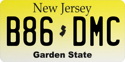 NJ license plate B86DMC